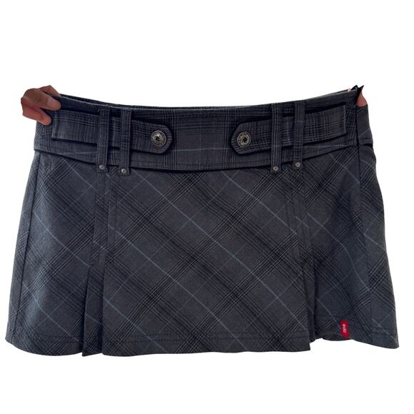 Vintage Esprit Plaid Belt-Detail Mini Skirt (S/M) - Picture 3 of 9